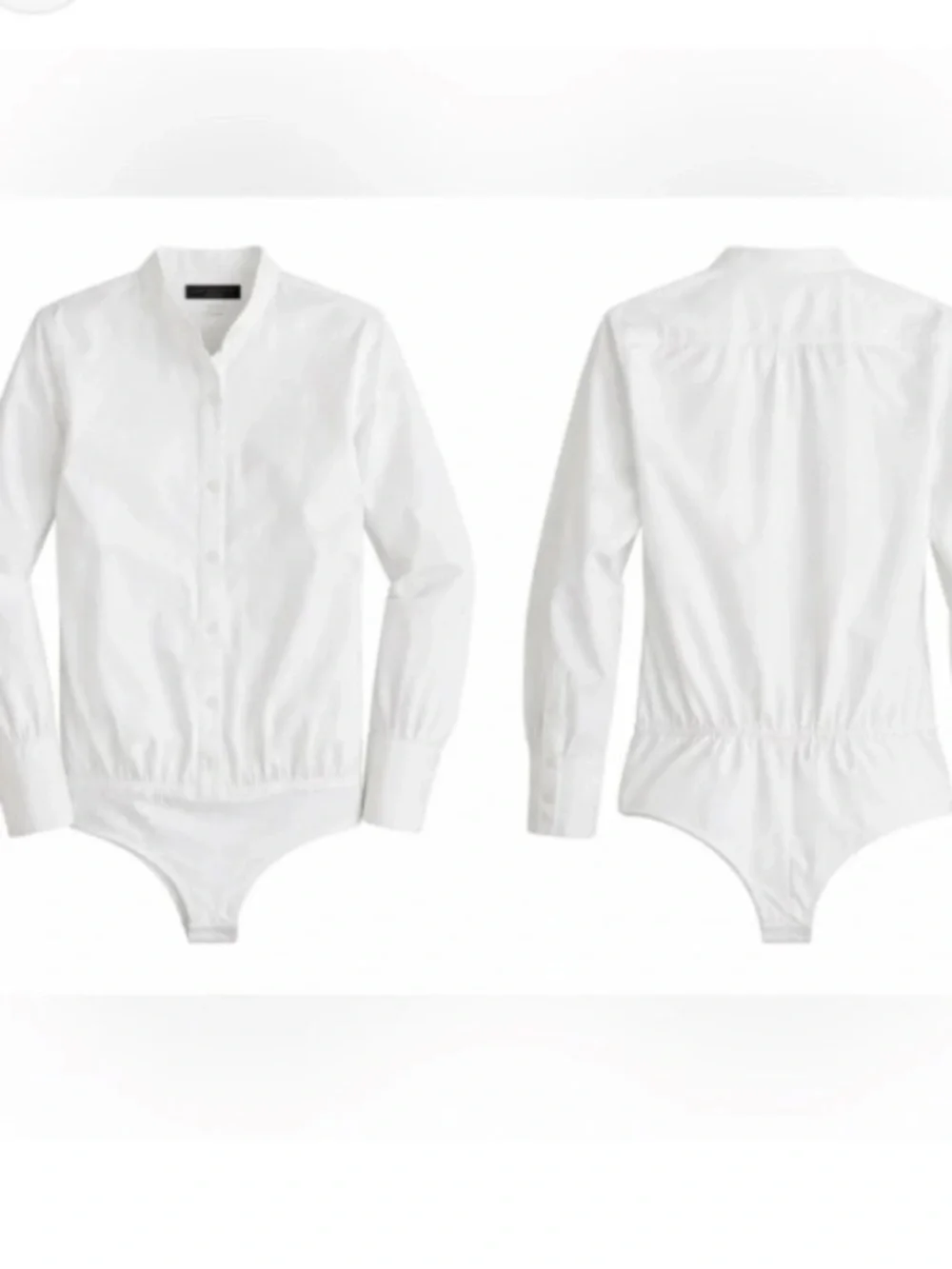 J. Crew White Cotton Riund Collar Button-Down Bodysuit Shirt 4